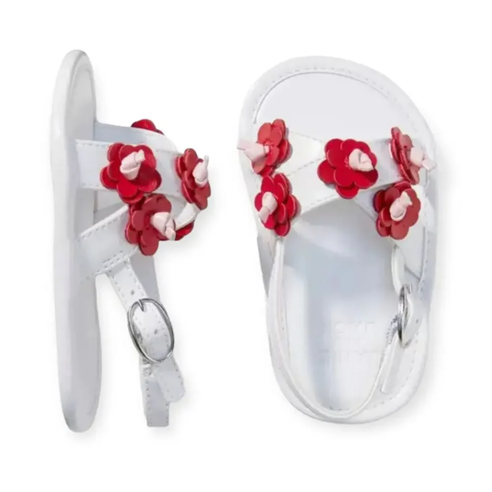 Janie and Jack NWT Baby Flower Cross Strap Sandal. Soft Sole. 18-24 Months